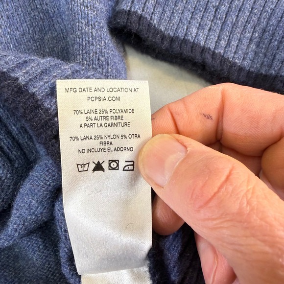 Patagonia Wool Blend Quarter Zip Sweater Mens Size L Blue Made in China sporty - Picture 5 of 16